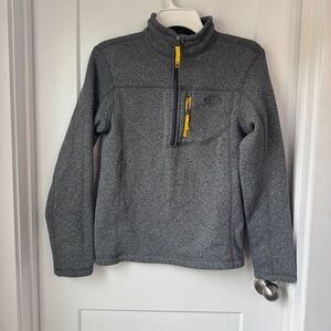 The North Face Boys LG Gray Yellow 1/2 Zip Fleece Pullover Sweatshirt Sweater